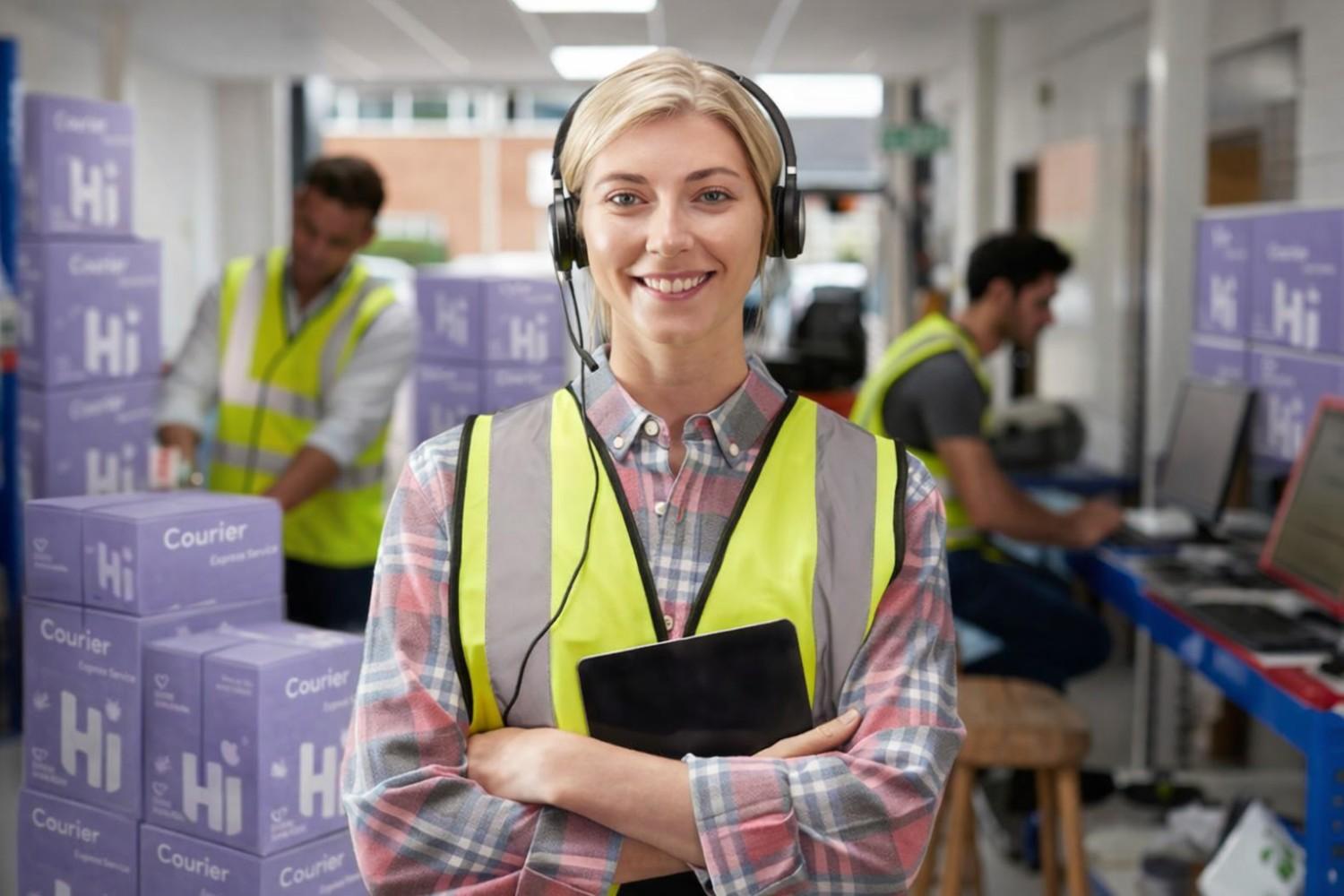 warehouse support team assisting logistics operations